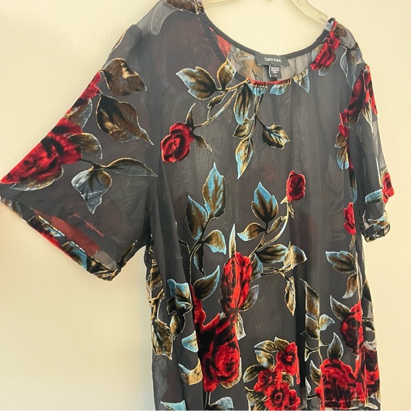 Karen Kane Womens Velvet Burnout Pullover Floral Blouse (J1) - Picture 3 of 11